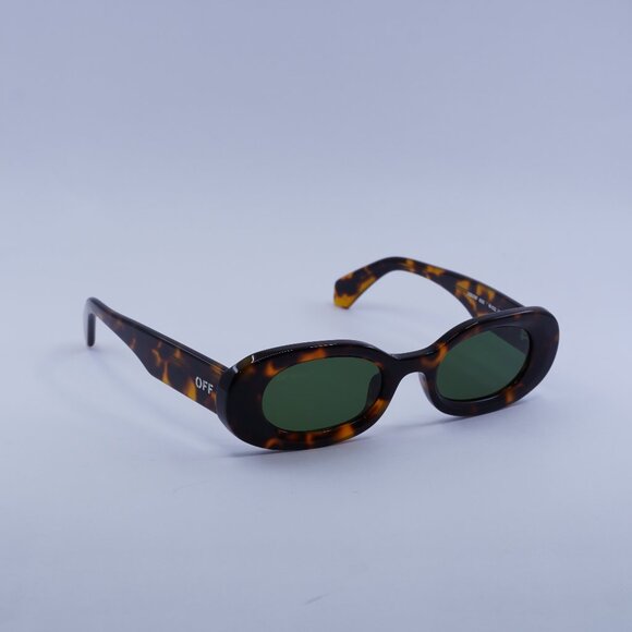Off-White OERI087 AMALFI 6055 Sunglasses Havana Oval Frame, Green Lenses - Picture 1 of 9